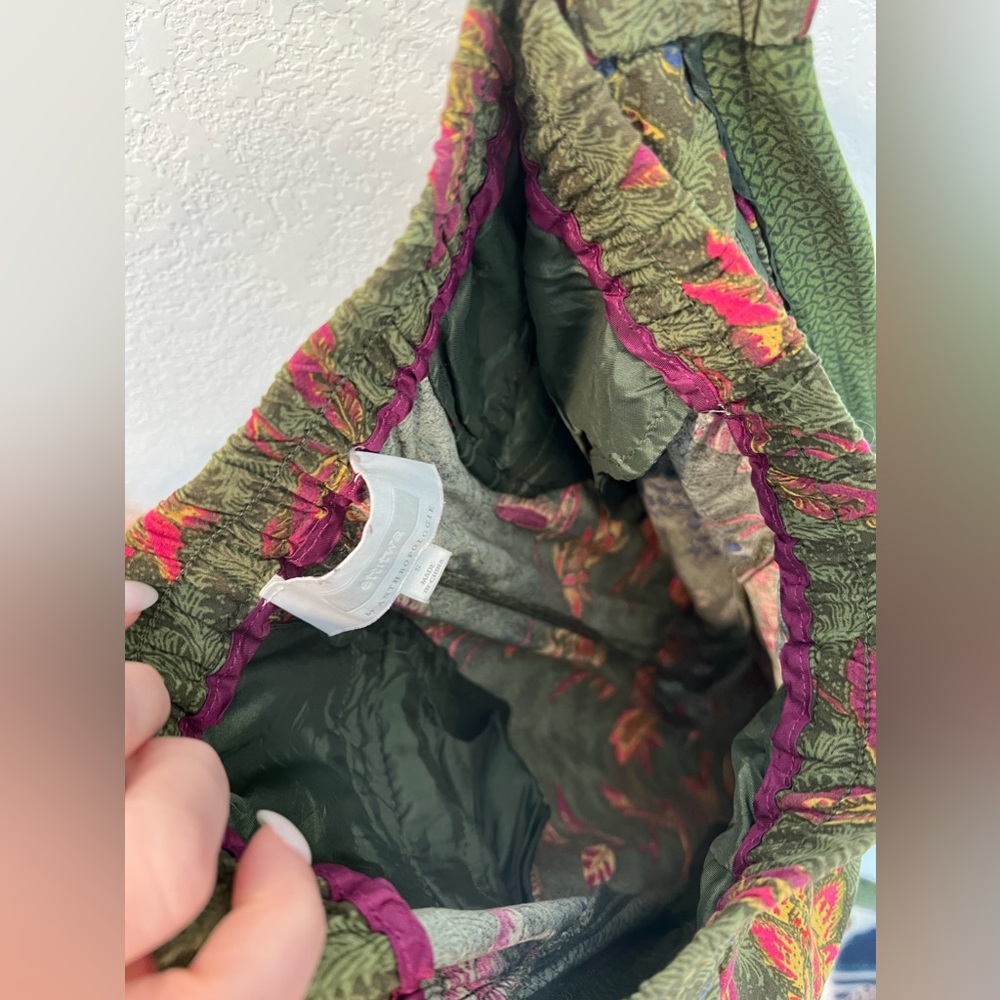🌺🦜🦚Anthropologie Women’s green floral cropped wide leg pants size S - Picture 5 of 6